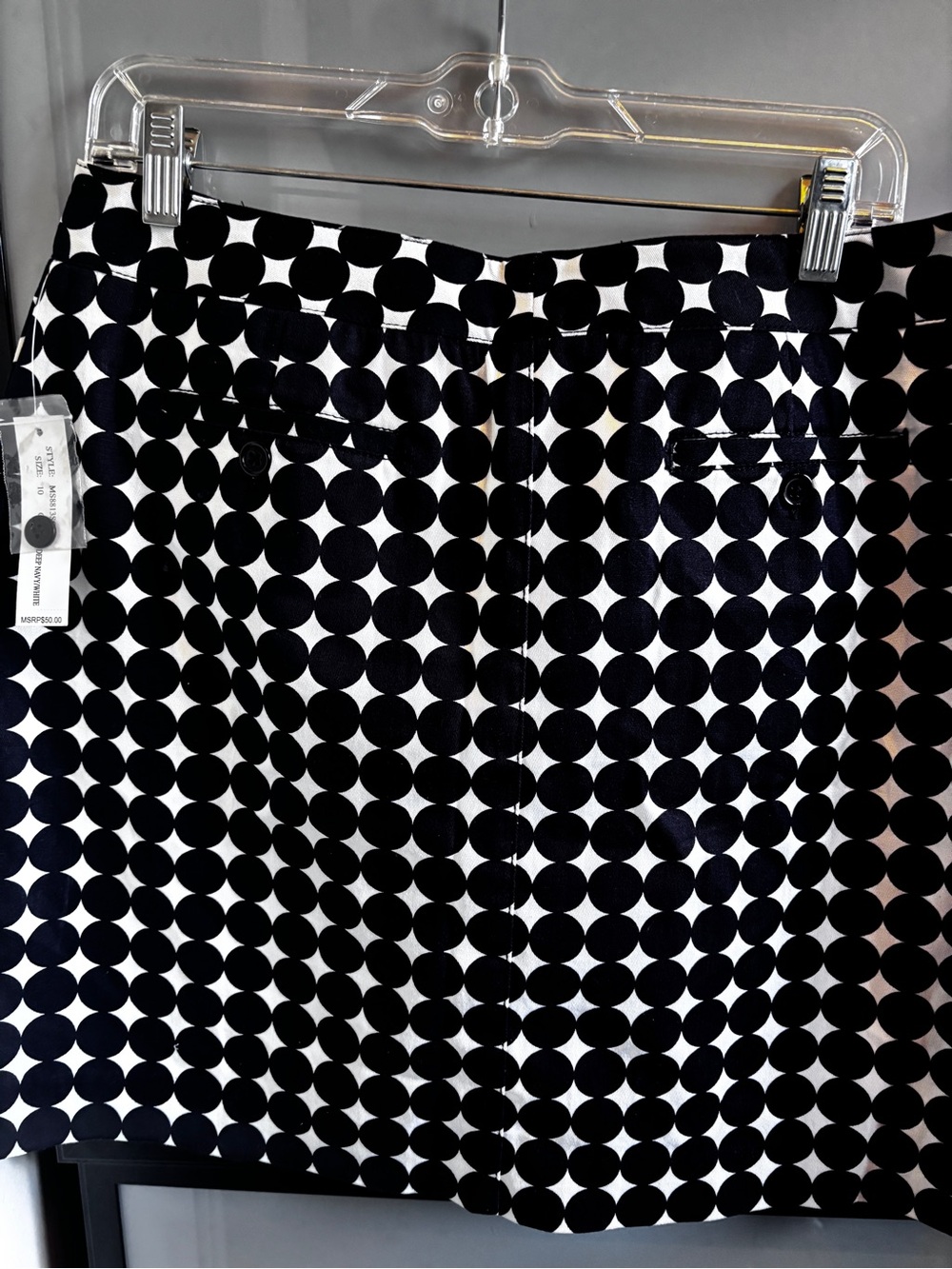 Navy and White Polka Dot A-Line Skirt - Picture 9 of 9